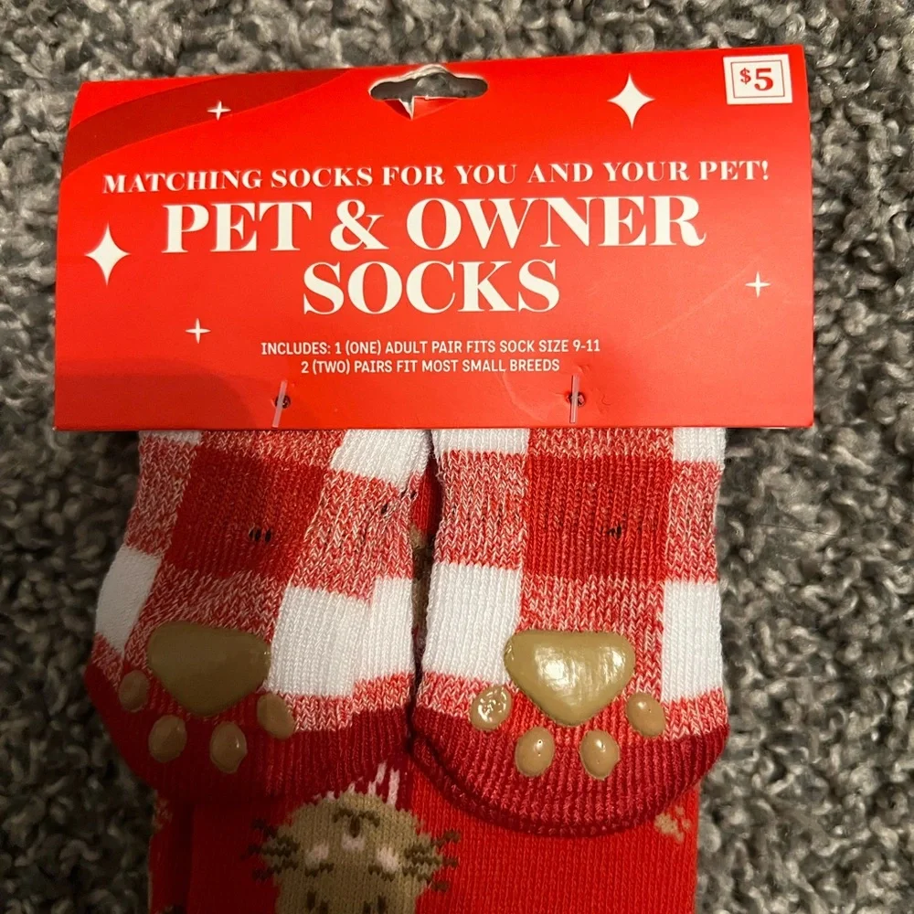 Pet & Owner Matching Socks - Red Cat Design